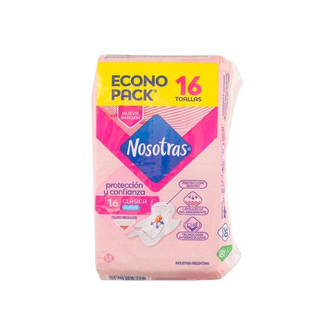 Toallas Femeninas Clásicas Suave Nosotras 16 Unidades